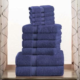10-Piece Egyptian Cotton Plush Towel Set - Madison (Color: Navy Blue)