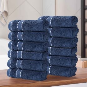 Egyptian Giza Cotton Plush Soft Towel Set 12 Piece (Color: Navy Blue)