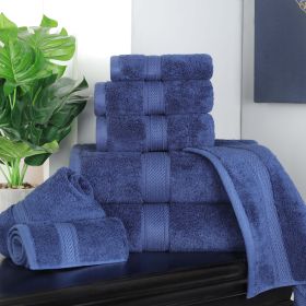 Egyptian Cotton 8-piece towel set – Plush & Heavyweight (Color: Navy Blue)