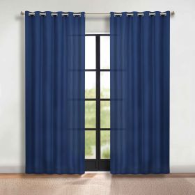Blackout Window Curtains Classic Modern Room Darkening Set of 2 (Color: Navy Blue, size: 70" x 120")