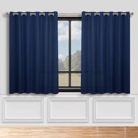 Blackout Window Curtains Classic Modern Room Darkening Set of 2 (Color: Navy Blue, size: 70" x 63")