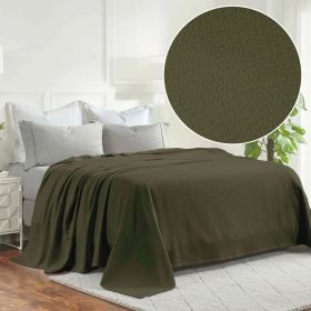 Nobel Cotton Textured Jacquard Chevron Lightweight Woven Blanket (Color: Forest Green, size: King)