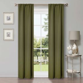 Solid Room Darkening Rod Pocket Blackout Curtain Panels, Set of 2 (Color: Olive Green, size: 26" X 84")