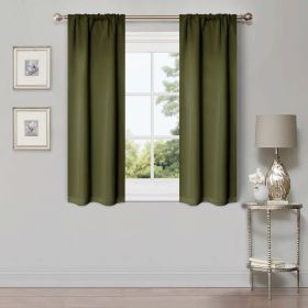 Solid Room Darkening Rod Pocket Blackout Curtain Panels, Set of 2 (Color: Olive Green, size: 26" X 63")
