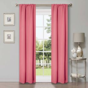 Solid Room Darkening Rod Pocket Blackout Curtain Panels, Set of 2 (Color: Pink, size: 26" X 84")