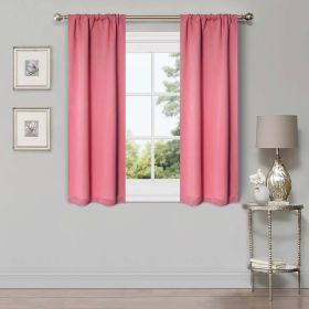 Solid Room Darkening Rod Pocket Blackout Curtain Panels, Set of 2 (Color: Pink, size: 26" X 63")