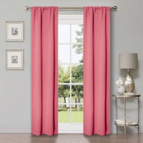 Blackout Window Curtains Solid Room Darkening Washable Set of 2 (Color: Pink, size: 42" X 96")