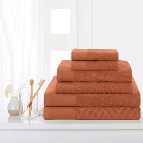 Egyptian Cotton Basketweave Towel Set 6 Piece (Color: Pecan)