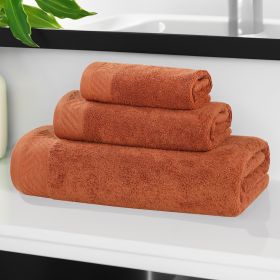 Egyptian Cotton Basketweave Solid Towel Set 3 Piece (Color: Pecan)