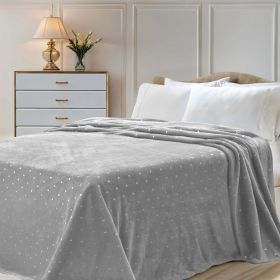 Fleece Plush Medium Weight Fluffy Soft Decorative Polka Dot Blanket (Color: Platinum, size: Twin)