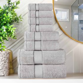 Egyptian Giza Cotton Plush Soft Towel Set 8 Piece (Color: Platinum)