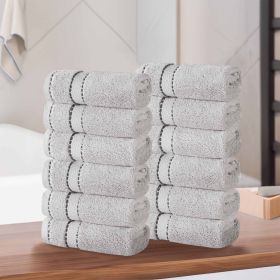 Egyptian Giza Cotton Plush Soft Towel Set 12 Piece (Color: Platinum)