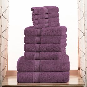 10-Piece Egyptian Cotton Plush Towel Set - Madison (Color: Plum)
