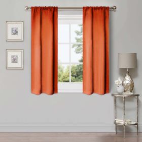 Blackout Window Curtains Solid Room Darkening Washable Set of 2 (Color: Rust, size: 42" X 63")