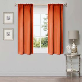 Solid Room Darkening Rod Pocket Blackout Curtain Panels, Set of 2 (Color: Rust, size: 26" X 63")
