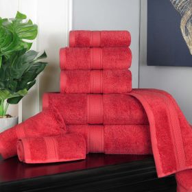 Egyptian Cotton 8-piece towel set – Plush & Heavyweight (Color: Red)