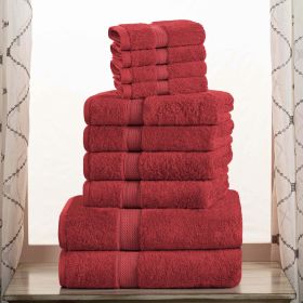 10-Piece Egyptian Cotton Plush Towel Set - Madison (Color: Red)