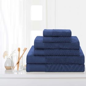 Egyptian Cotton Basketweave Towel Set 6 Piece (Color: Royal Blue)