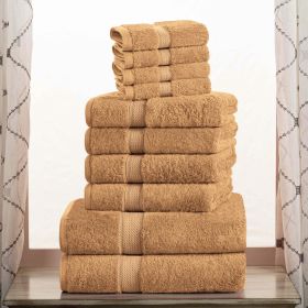 10-Piece Egyptian Cotton Plush Towel Set - Madison (Color: Rust)