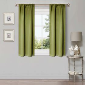 Solid Room Darkening Rod Pocket Blackout Curtain Panels, Set of 2 (Color: Sage, size: 26" X 63")