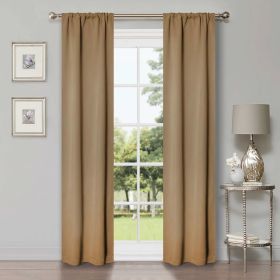 Solid Room Darkening Rod Pocket Blackout Curtain Panels, Set of 2 (Color: Smoked Ash, size: 26" X 84")