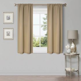 Solid Room Darkening Rod Pocket Blackout Curtain Panels, Set of 2 (Color: Smoked Ash, size: 26" X 63")