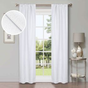 Linen Washable Room Darkening Blackout Curtains, Set of 2 (Color: Snow White, size: 52" x 108")