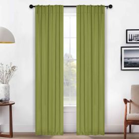 Solid Room Darkening Blackout Curtain Panels, Back Tabs, Set of 2 (Color: Sage, size: 26" X 84")