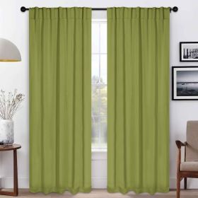 Blackout Window Curtains Solid Room Darkening Back Tab Set of 2 (Color: Sage, size: 52" X 84")