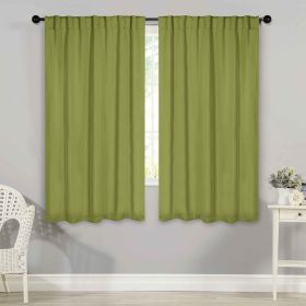 Blackout Window Curtains Solid Room Darkening Back Tab Set of 2 (Color: Sage, size: 52" x 63")