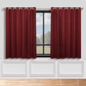 Blackout Window Curtains Classic Modern Room Darkening Set of 2 (Color: Sangria, size: 70" x 63")