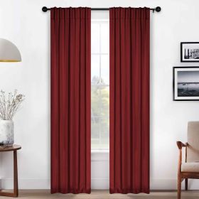 Solid Room Darkening Blackout Curtain Panels, Back Tabs, Set of 2 (Color: Sangria, size: 26" X 84")
