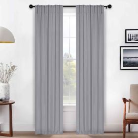Solid Room Darkening Blackout Curtain Panels, Back Tabs, Set of 2 (Color: Silver, size: 26" X 84")
