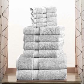 10-Piece Egyptian Cotton Plush Towel Set - Madison (Color: Silver)