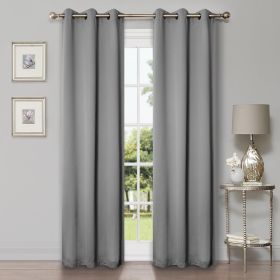 Modern Blackout Window Curtains Solid Room Darkening Set of 2 (Color: Silver, size: 42" X 108")