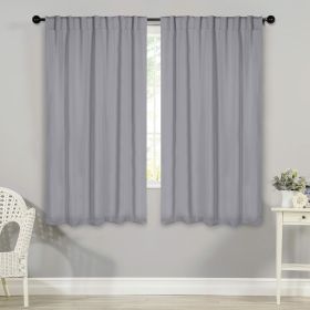 Blackout Window Curtains Solid Room Darkening Back Tab Set of 2 (Color: Silver, size: 52" x 63")