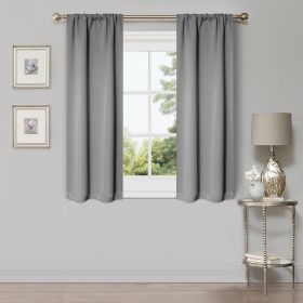 Modern Blackout Window Curtains Solid Room Darkening Set of 2 (Color: Silver, size: 26" X 63")