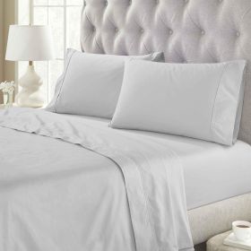 300 Thread Count Organic Cotton Percale Bed Sheet Sets - Deep Pocket (Color: Silver, size: Full)