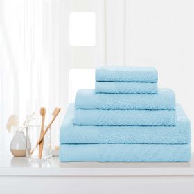 Egyptian Cotton Basketweave Towel Set 6 Piece (Color: Sky Blue)