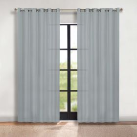 Classic Modern Solid Room Darkening Blackout Curtain Panels, Set of 2 (Color: Stone Blue, size: 70" x 120")