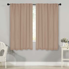 Blackout Window Curtains Solid Room Darkening Back Tab Set of 2 (Color: Smokey Ash, size: 52" x 63")