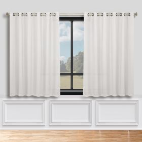 Classic Modern Solid Room Darkening Blackout Curtain Panels, Set of 2 (Color: White, size: 70" x 63")