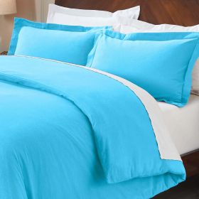 100% Cotton Flannel Solid Modern Fuzzy Duvet Cover Set (Color: Blue, size: Full/Queen)