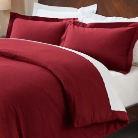 100% Cotton Flannel Solid Modern Fuzzy Duvet Cover Set (Color: Burgundy, size: Full/Queen)
