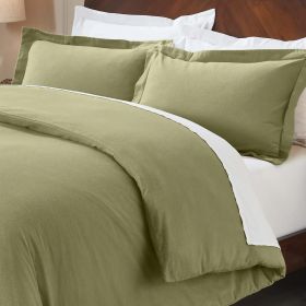 100% Cotton Flannel Solid Modern Fuzzy Duvet Cover Set (Color: Sage, size: Twin)