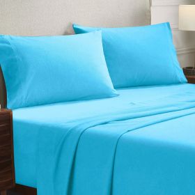 Cotton Flannel Pillowcases Soft Fuzzy Set of 2 (Color: Blue, size: King)