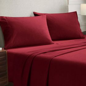 Cotton Flannel Pillowcases Soft Fuzzy Set of 2 (Color: Burgundy, size: Standard)
