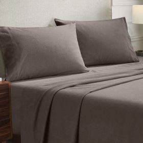 Cotton Flannel Pillowcases Soft Fuzzy Set of 2 (Color: Charcoal, size: Standard)