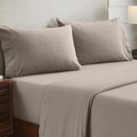 Cotton Flannel Pillowcases Soft Fuzzy Set of 2 (Color: Grey, size: King)