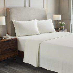 100% Cotton Flannel Sheets Set -  Solid Deep Pocket Bed Sheet Set (Color: Ivory, size: Full)